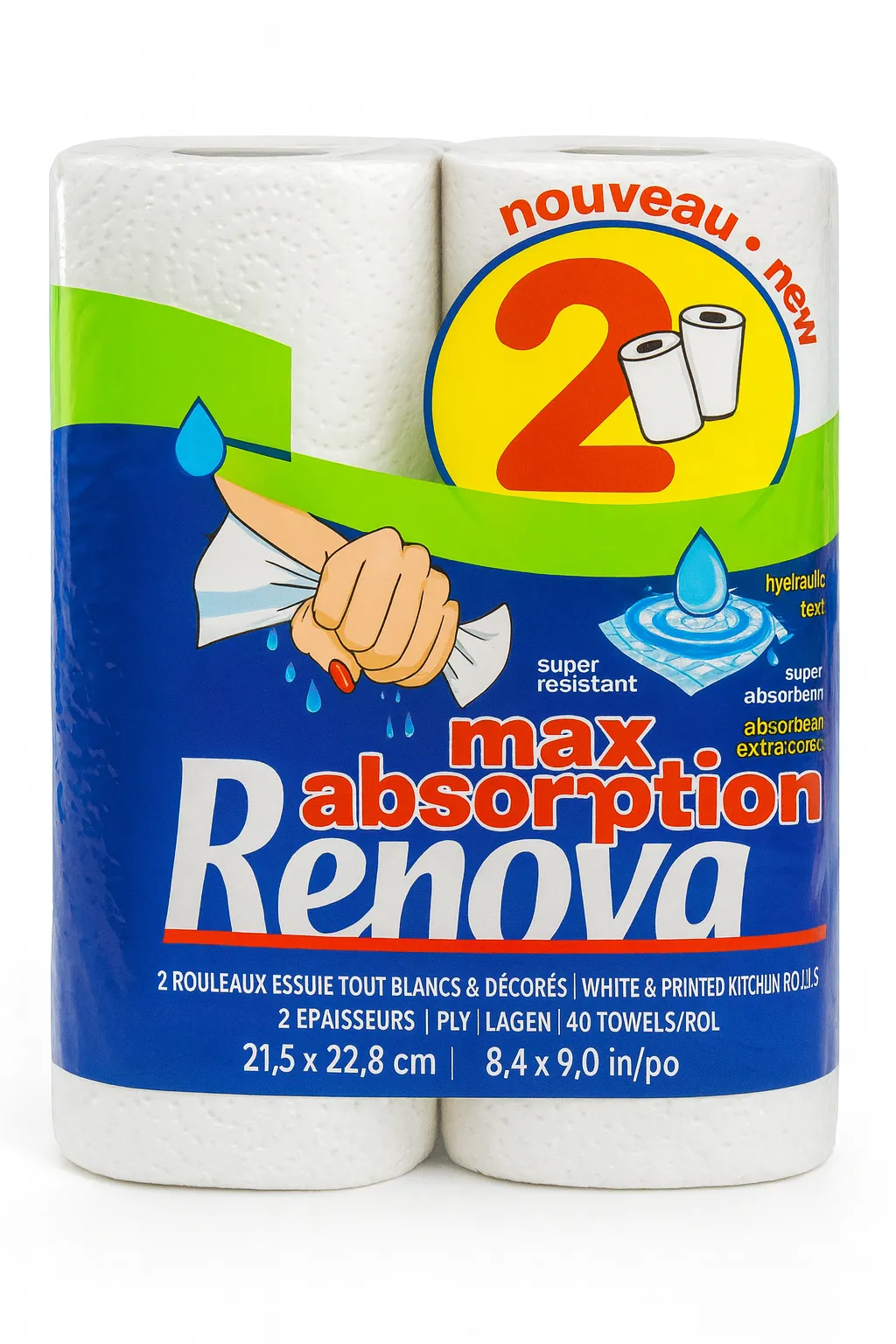 Mouchoir Renova Essuie Tout blanc MAX Absorption X2